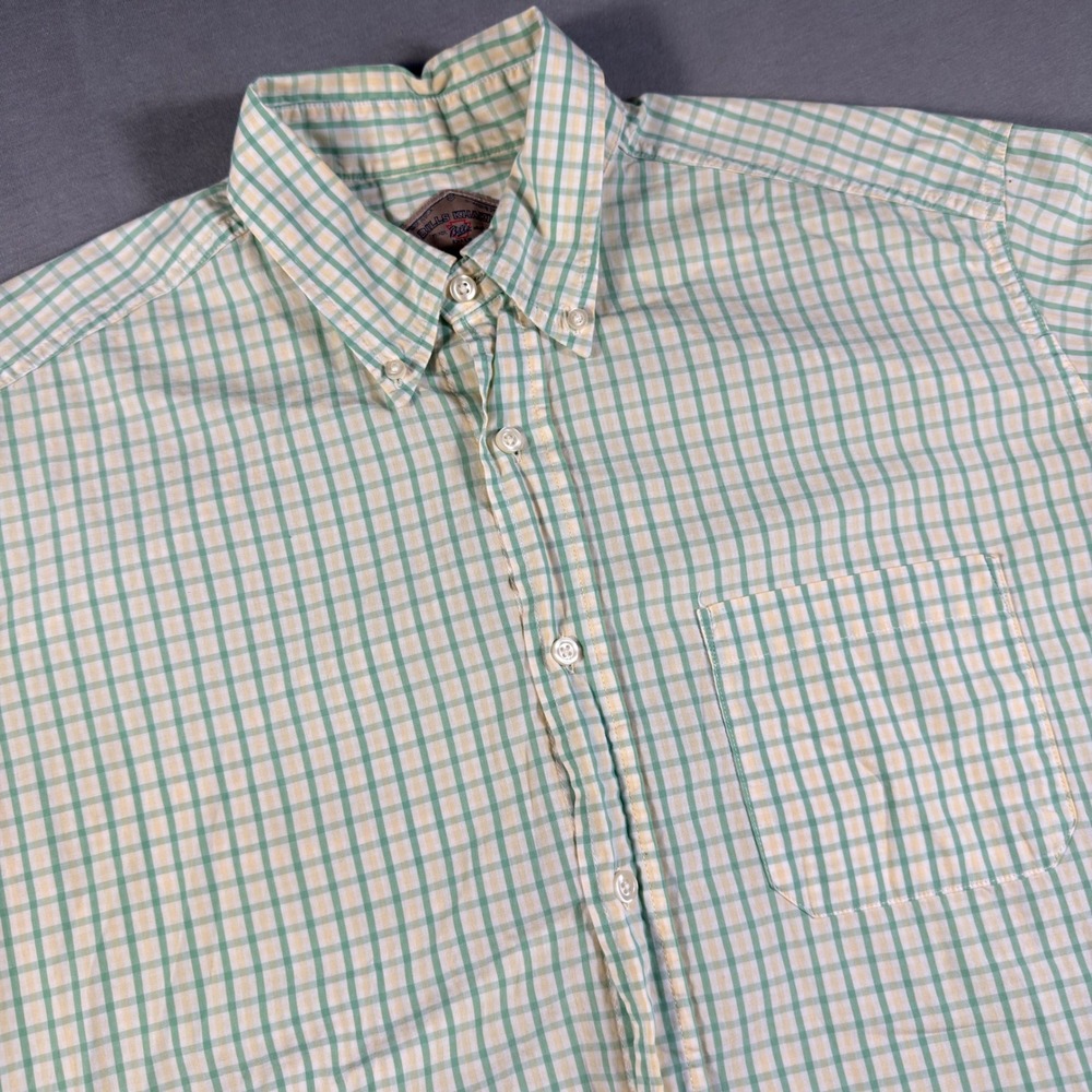 Bills Khakis Mens Green Yellow Tattersall Check Button Down Shirt Made in USA XL